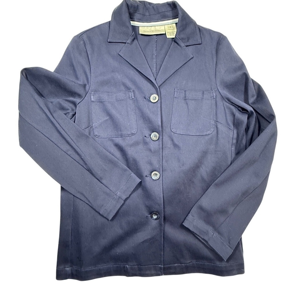 Susan Bristol Button Down Shirt Jacket‎ Career Workwear Blue sz S